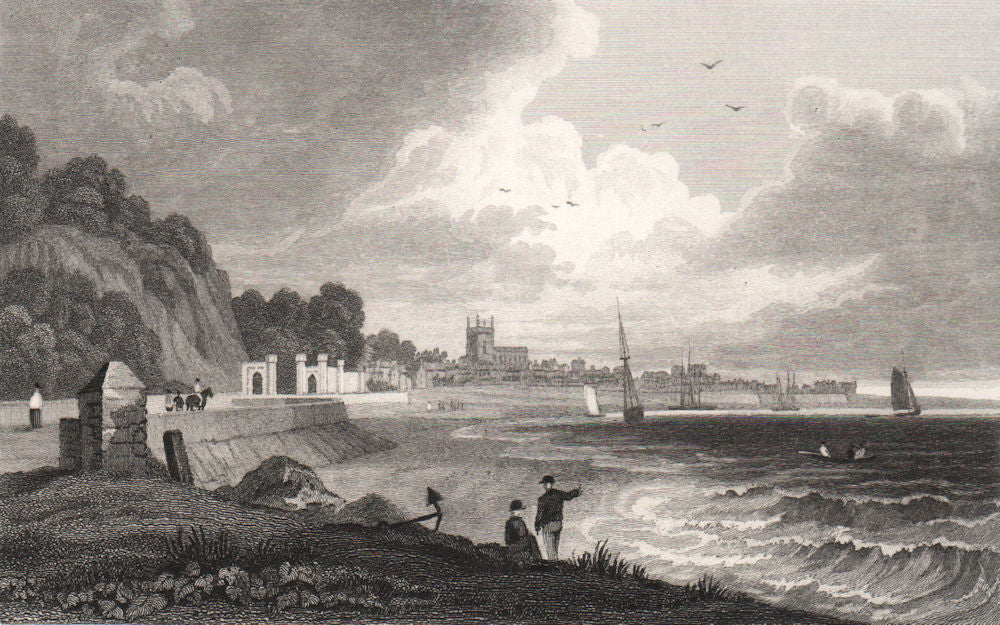 Beaumaris, Isle of Anglesey, Wales, by Henry Gastineau 1835 old antique print